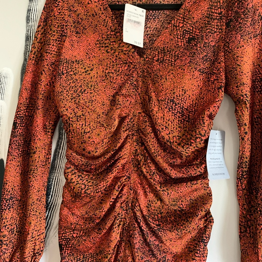 MELLODAY Rust Ruched Evening Dress - Picture 2 of 8